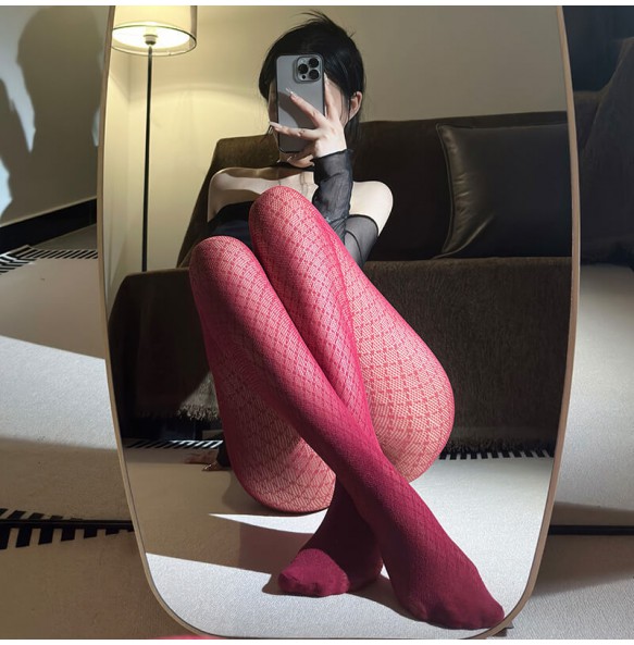FEE ET MOI - American Vintage Mesh Pantyhose (Wine Red)
